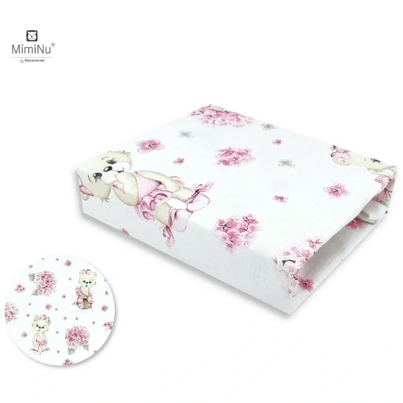Cearceafuri pentru patut co-sleeper - Cearceaf cu elastic pentru patut leagan 90x40 cm, Din bumbac, Pink Ballerina MimiNu