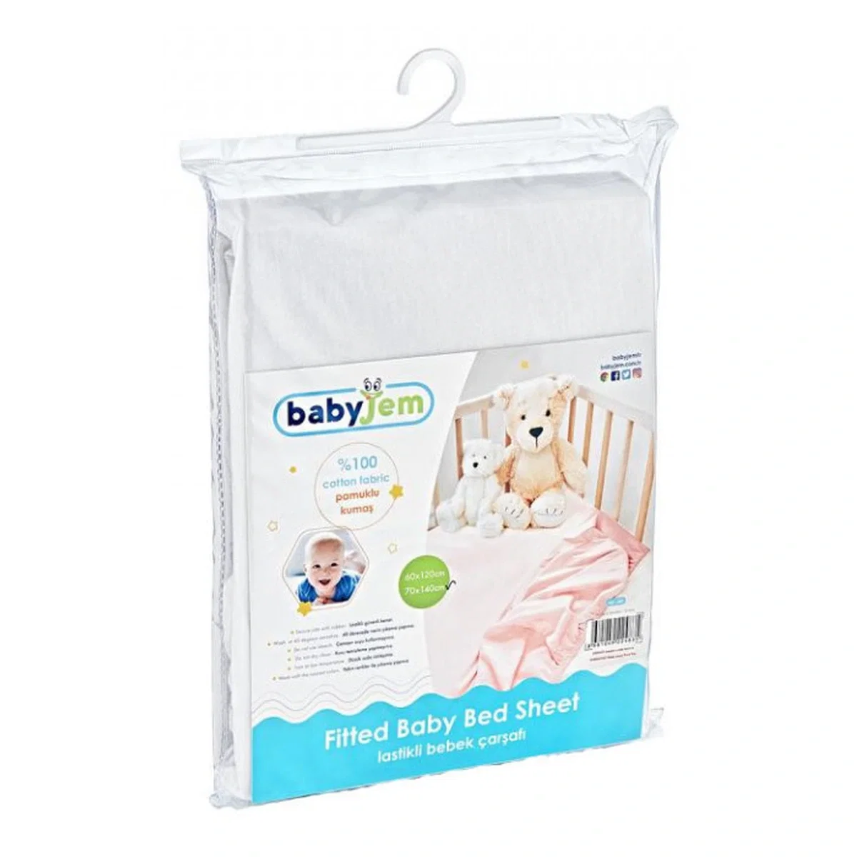 Cearceaf din bumbac cu elastic BabyJem [1]