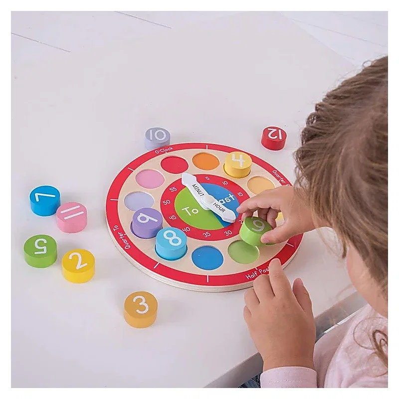 Ceas colorat din lemn BIGJIGS Toys 18 luni [3]