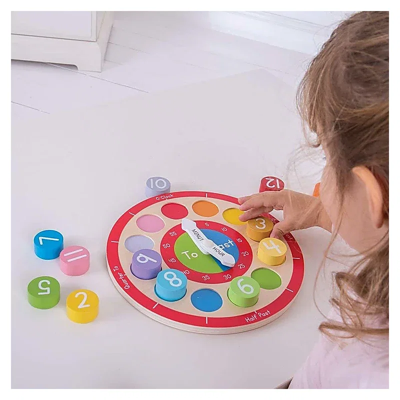 Ceas colorat din lemn BIGJIGS Toys 18 luni [4]