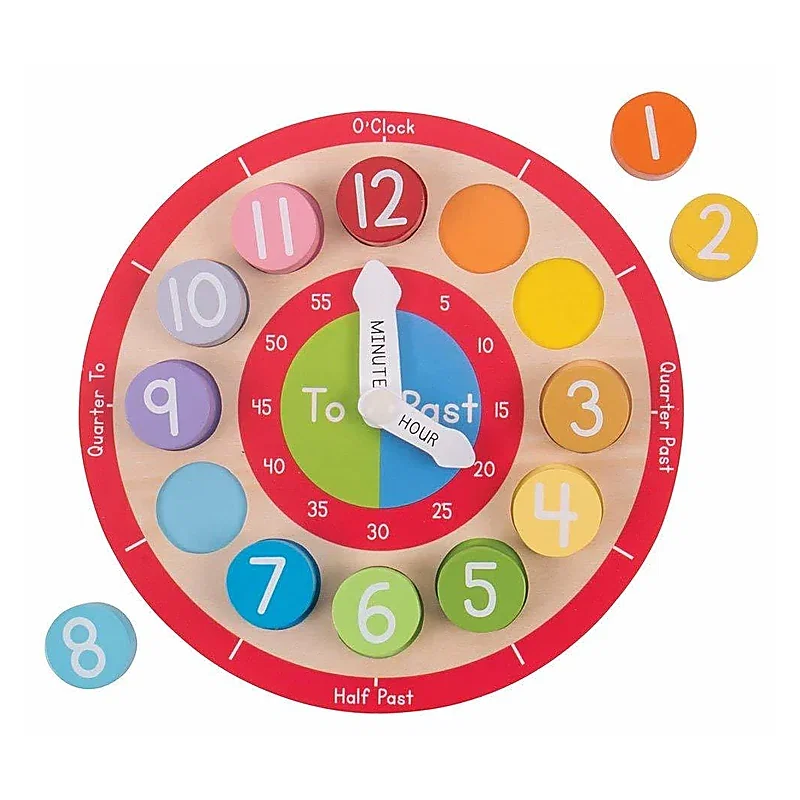 Ceas colorat din lemn BIGJIGS Toys 18 luni [1]