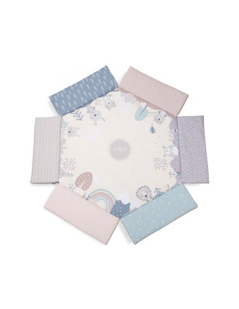 Centru de activitati, Momi, Pastel, 3 in 1 (saltea educativa, loc de joaca, piscina cu bile), include 5 jucarii, perna, saculet cu 30 bile [1]