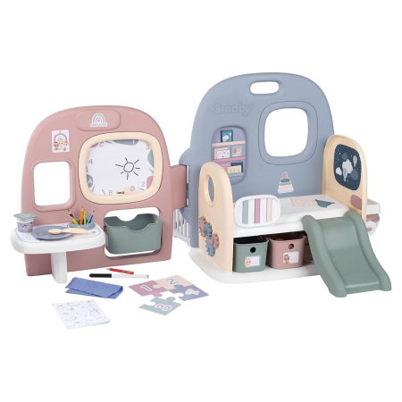 Mobilier pentru papusi - Centru de ingrijire pentru papusi Smoby Baby Care Childcare Center albastru roz cu accesorii 3 ani +