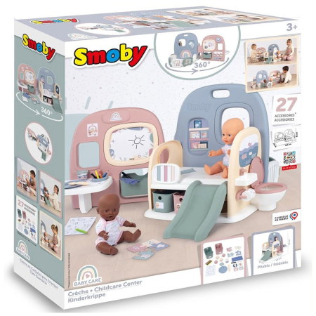 Centru de ingrijire pentru papusi Smoby Baby Care Childcare Center albastru roz cu accesorii 3 ani + [9]