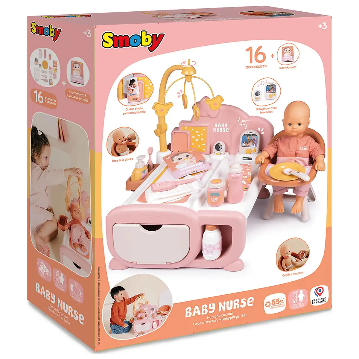 Centru de ingrijire pentru papusi Smoby Baby Nurse Cocoon Nursery 3 in 1 cu 16 accesorii 3 ani + [5]