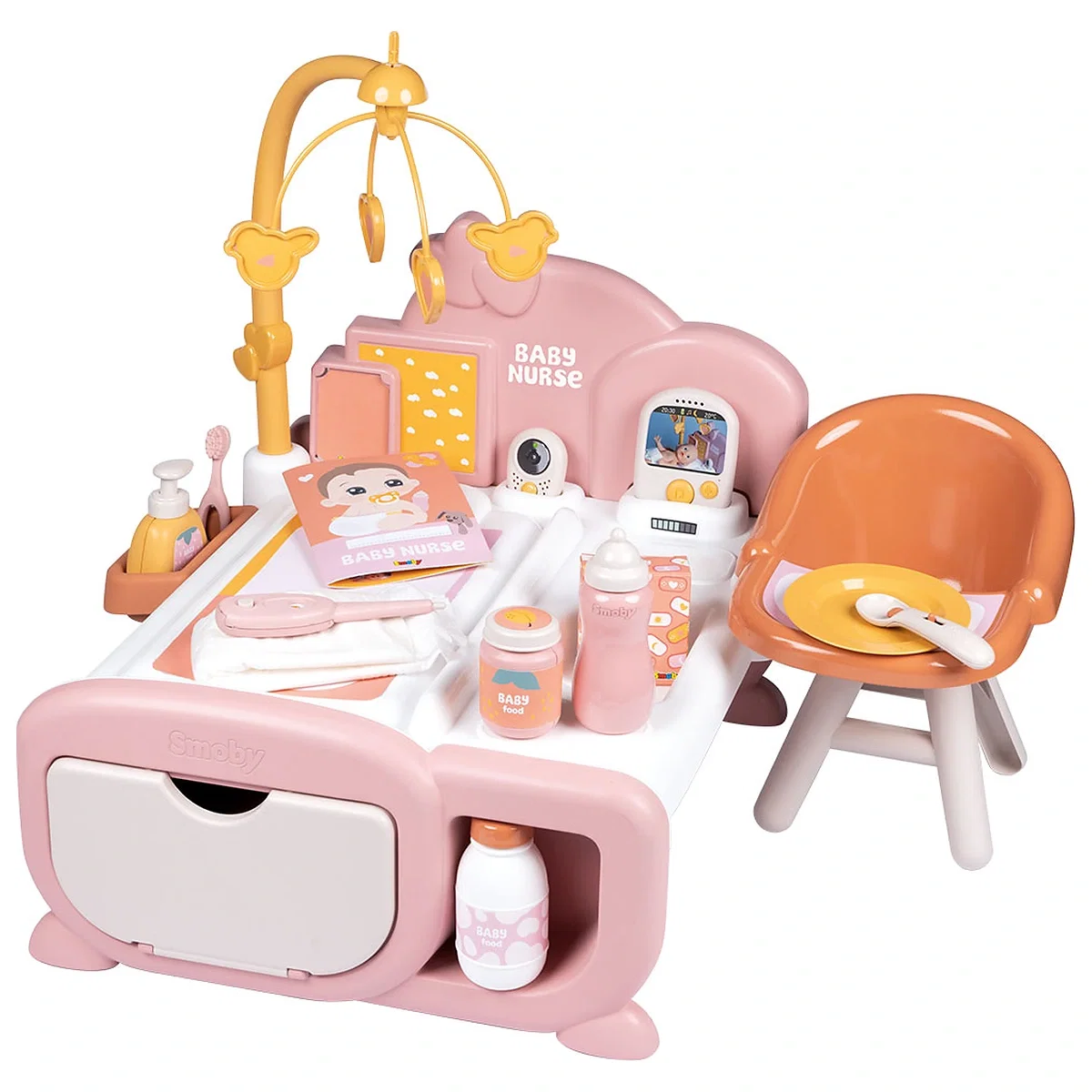 Papusi - Centru de ingrijire pentru papusi Smoby Baby Nurse Cocoon Nursery 3 in 1 cu 16 accesorii 3 ani +