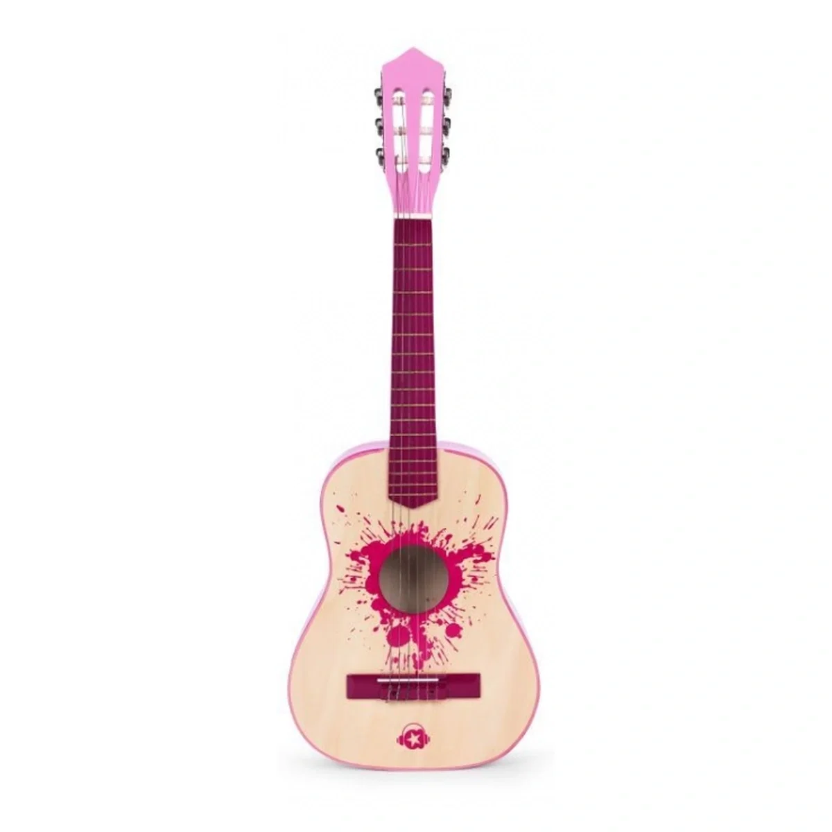 Instrumente muzicale - Chitara din lemn cu 6 corzi , 86 x 31 cm, Ecotoys - Roz 3 ani+