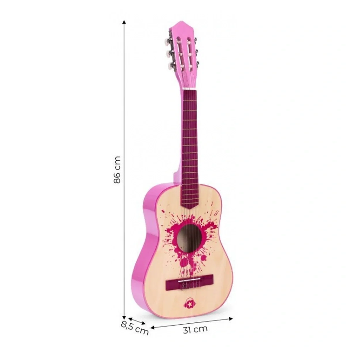 Chitara din lemn cu 6 corzi , 86 x 31 cm, Ecotoys - Roz 3 ani+ [5]