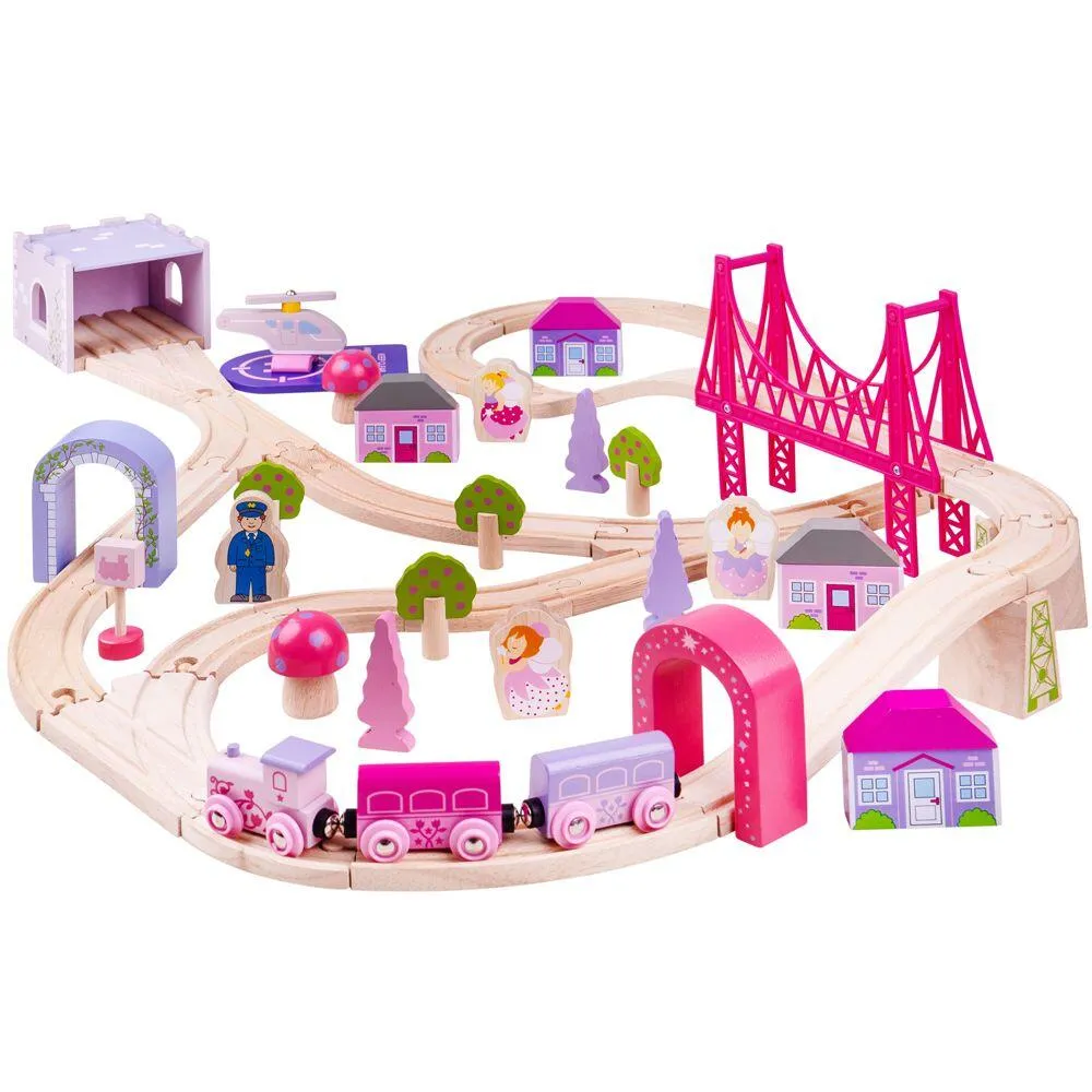 Trenulete si accesorii - Circuit - Oraselul zanelor (75 piese) BIGJIGS Toys 3 ani+