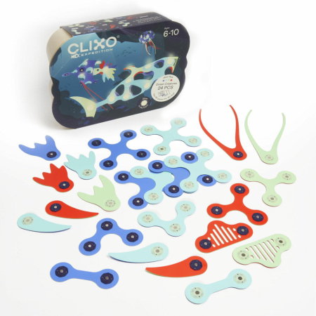 Jocuri de indemanare - Clixo® joc magnetic de construit - Animalute marine ( 24 piese)
