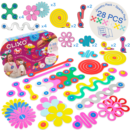 Clixo® joc magnetic de construit - Bijuterii colorate (28 piese) [1]