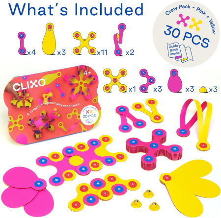 Clixo® joc magnetic de construit - Crew Roz & Galben (30 piese) [5]