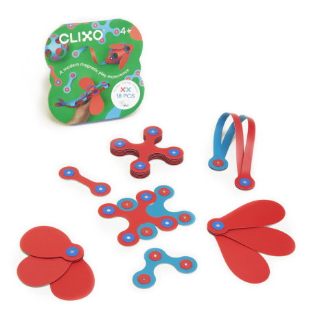 Jocuri de indemanare - Clixo® joc magnetic de construit - Itsy Flamingo & Turcoaz (18 piese)