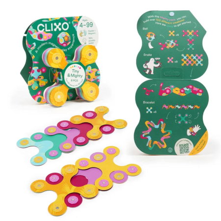 Jocuri de indemanare - Clixo® joc magnetic de construit - Tiny & Mighty - Pasari tropicale (9 piese)