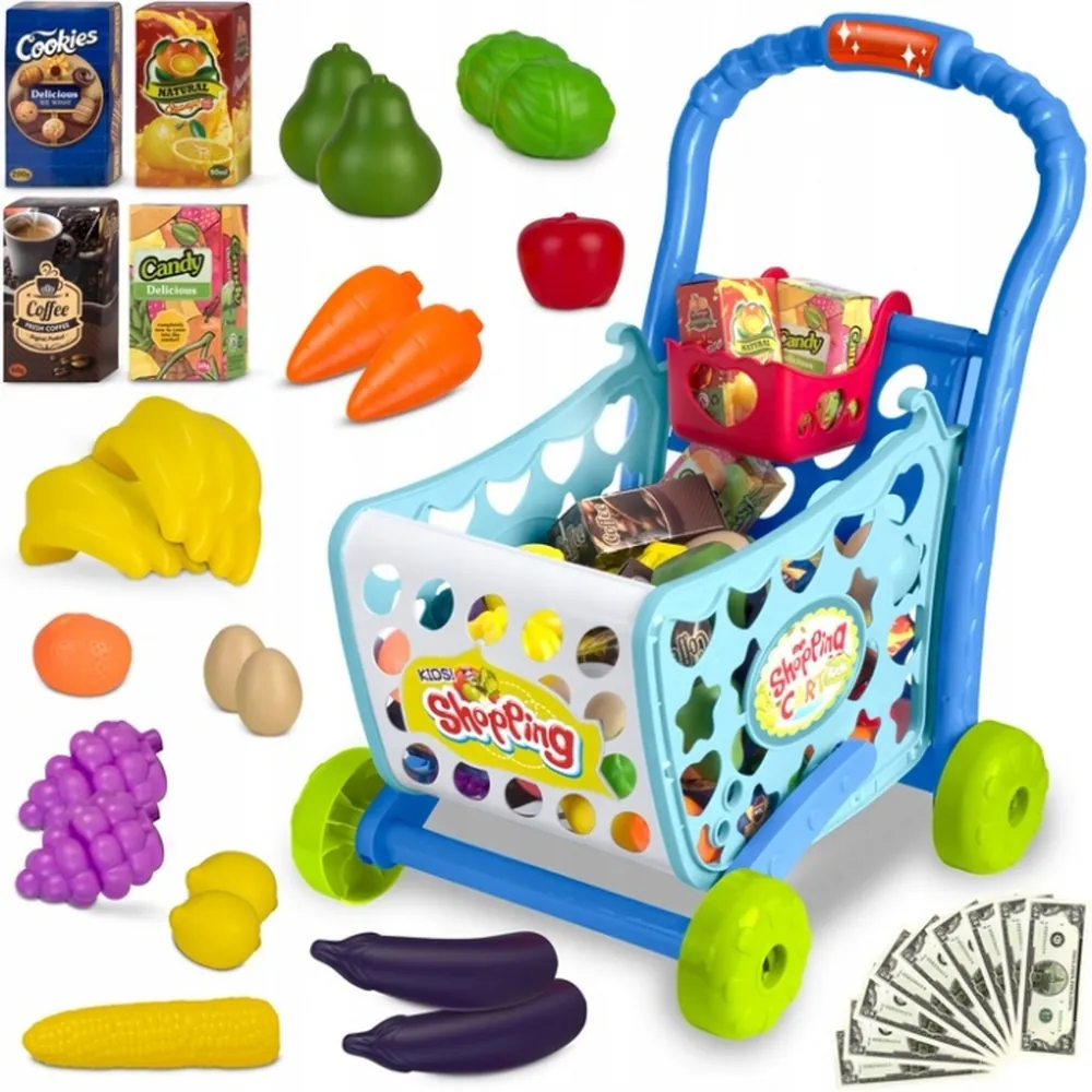 Supermarket - Cos de cumparaturi cu accesorii incluse Ricokids - Albastru