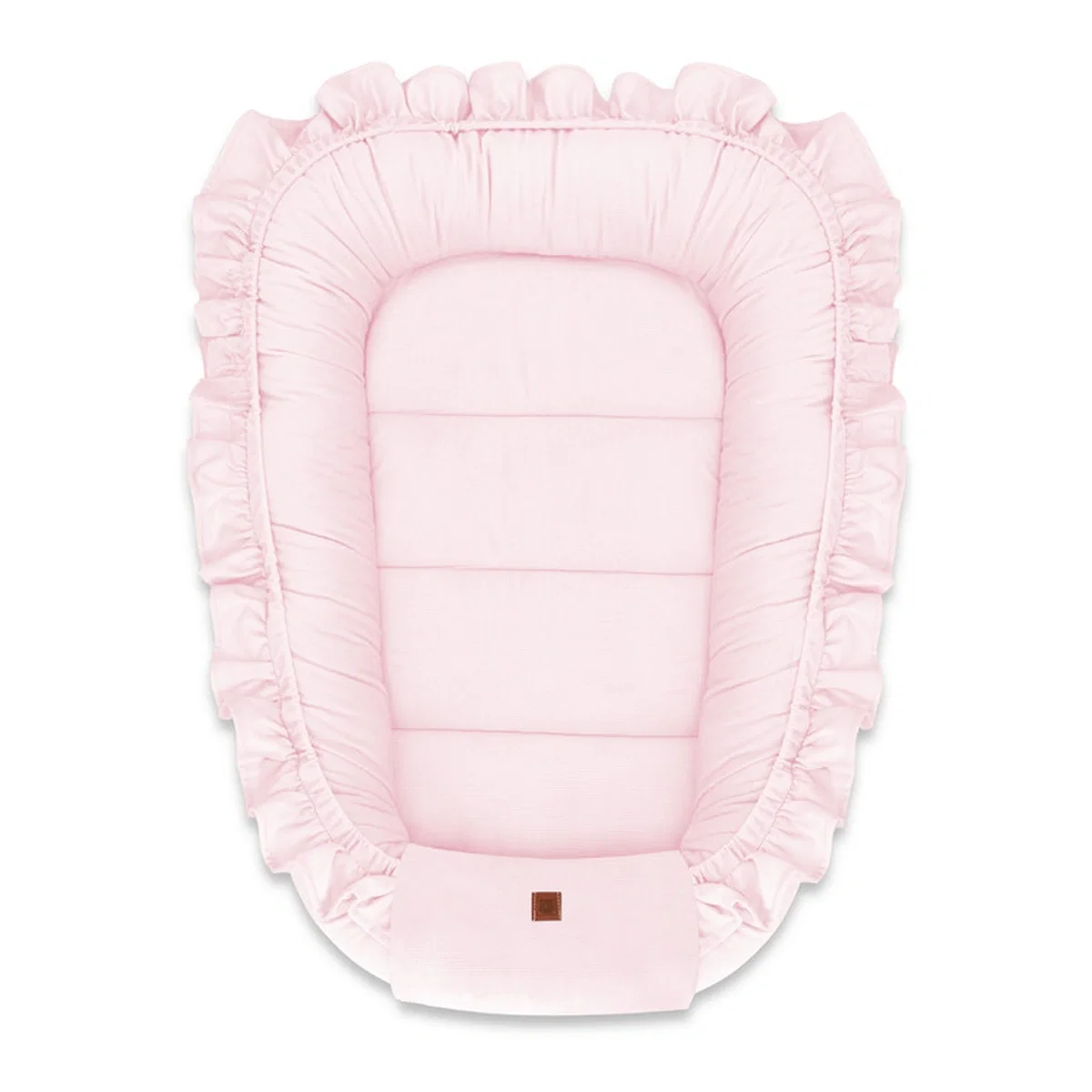 Somnul celor mici - Cosulet bebelus, MimiNu, Baby Nest 55 x 75 cm, Cu Volanase, Din catifea, Pink 6 luni