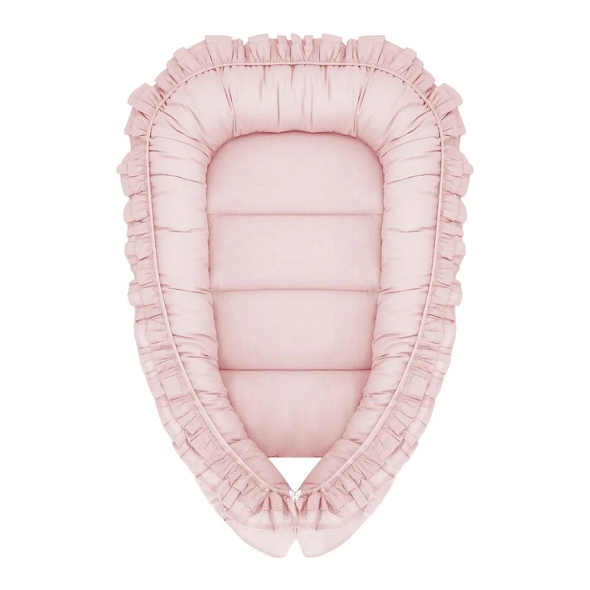 Somnul celor mici - Cosulet bebelus, MimiNu, Baby Nest 55 x 75 cm, Cu Volanase, Husa 100% bumbac, Colectia Royal, Powder Pink 6 luni