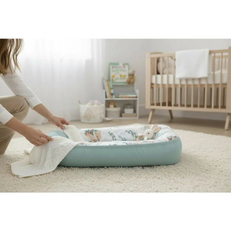 Cosulet bebelus, MimiNu, Pentru dormit, Baby Cocoon 75x55 cm, Husa 100% bumbac, Din bumbac certificat Oeko Tex Standard 100, Lulu Natural [2]