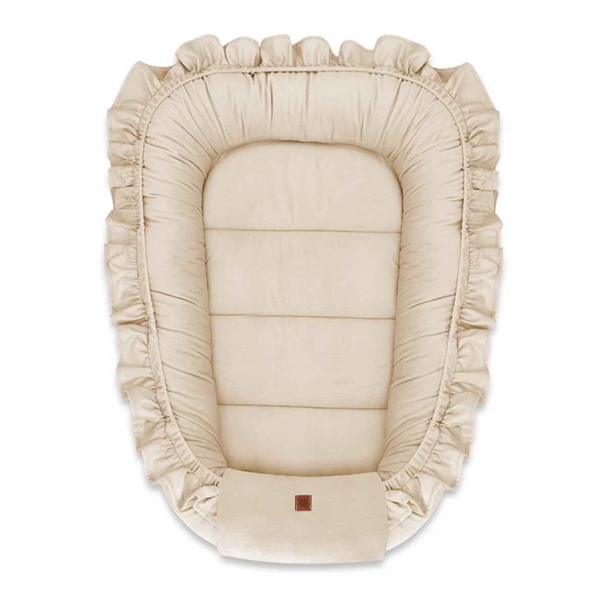 Somnul celor mici - Cosulet bebelus, MimiNu, Pentru dormit, Baby Nest 55 x 75 cm, Cu Volanase, Din catifea, Nugat 6 luni