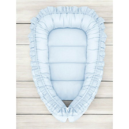 Cosulet bebelus, MimiNu, Pentru dormit, Baby Nest 55 x 75 cm, Cu Volanase, Husa 100% bumbac, Din bumbac certificat Oeko [1]
