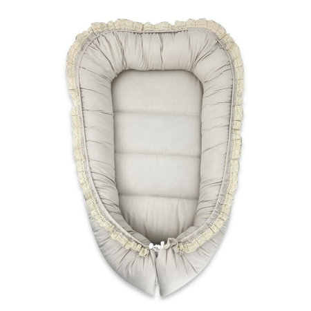 Camera copilului - Cosulet bebelus, MimiNu, Premium, Pentru dormit, Baby Nest 55 x 75 cm, Cu Volanase si dantela, Husa 100% bumbac, Din