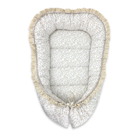 Camera copilului - Cosulet bebelus, MimiNu, Premium, Pentru dormit, Baby Nest 55 x 75 cm, Cu Volanase si dantela, Husa 100% bumbac, Din