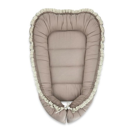 Camera copilului - Cosulet bebelus, MimiNu, Premium, Pentru dormit, Baby Nest 55 x 75 cm, Cu Volanase si dantela, Husa 100% bumbac, Din
