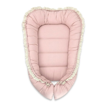 Camera copilului - Cosulet bebelus, MimiNu, Premium, Pentru dormit, Baby Nest 55 x 75 cm, Cu Volanase si dantela, Husa 100% bumbac, Din