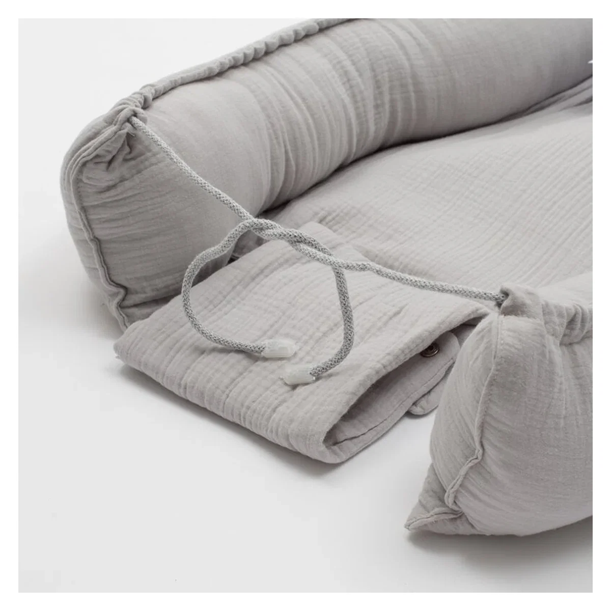 Cosulet bebelus, New Baby, Baby Nest 80 x 50 cm, Din muselina, Light Grey 12 luni [3]