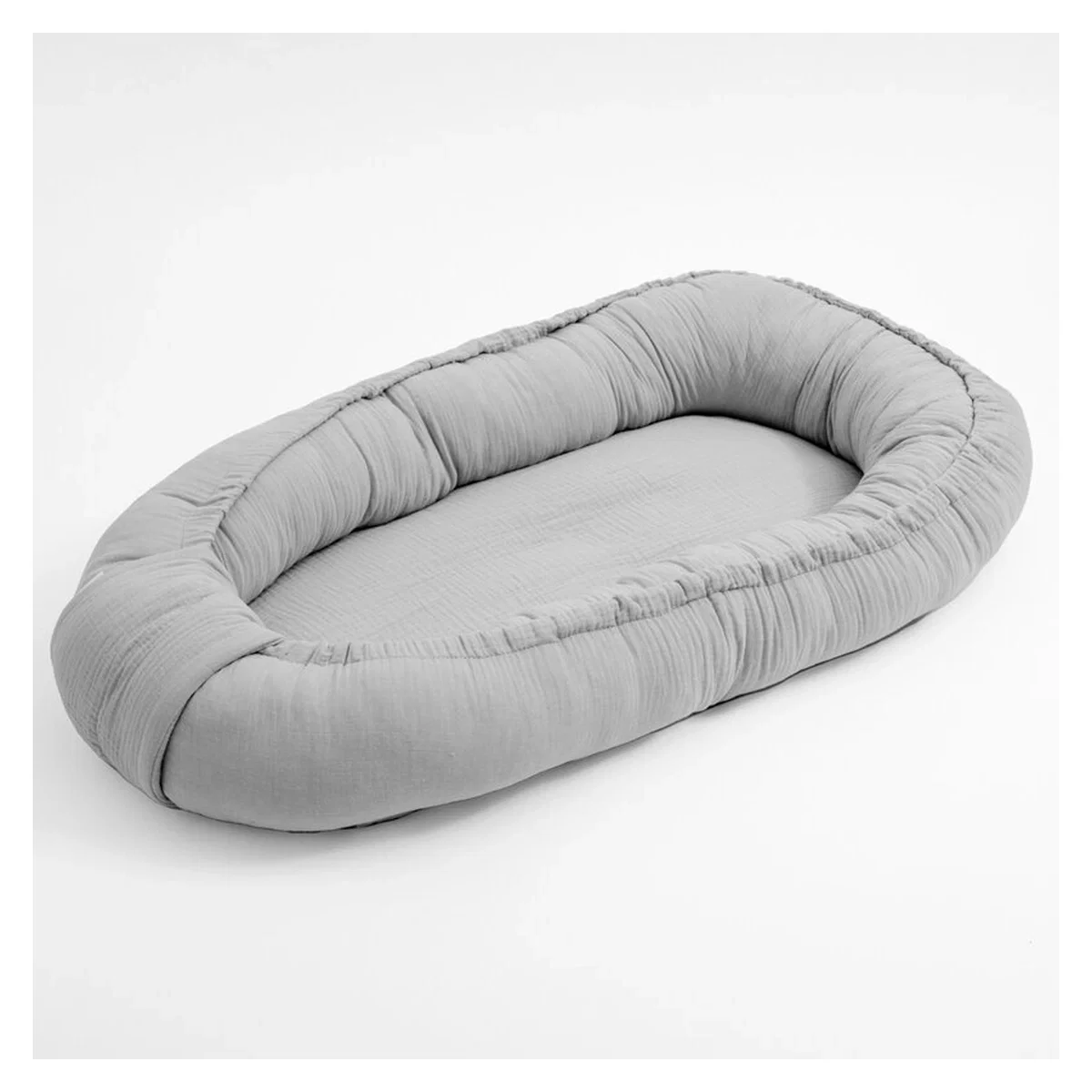 Baby nest - Cosulet bebelus, New Baby, Baby Nest 80 x 50 cm, Din muselina, Light Grey 12 luni