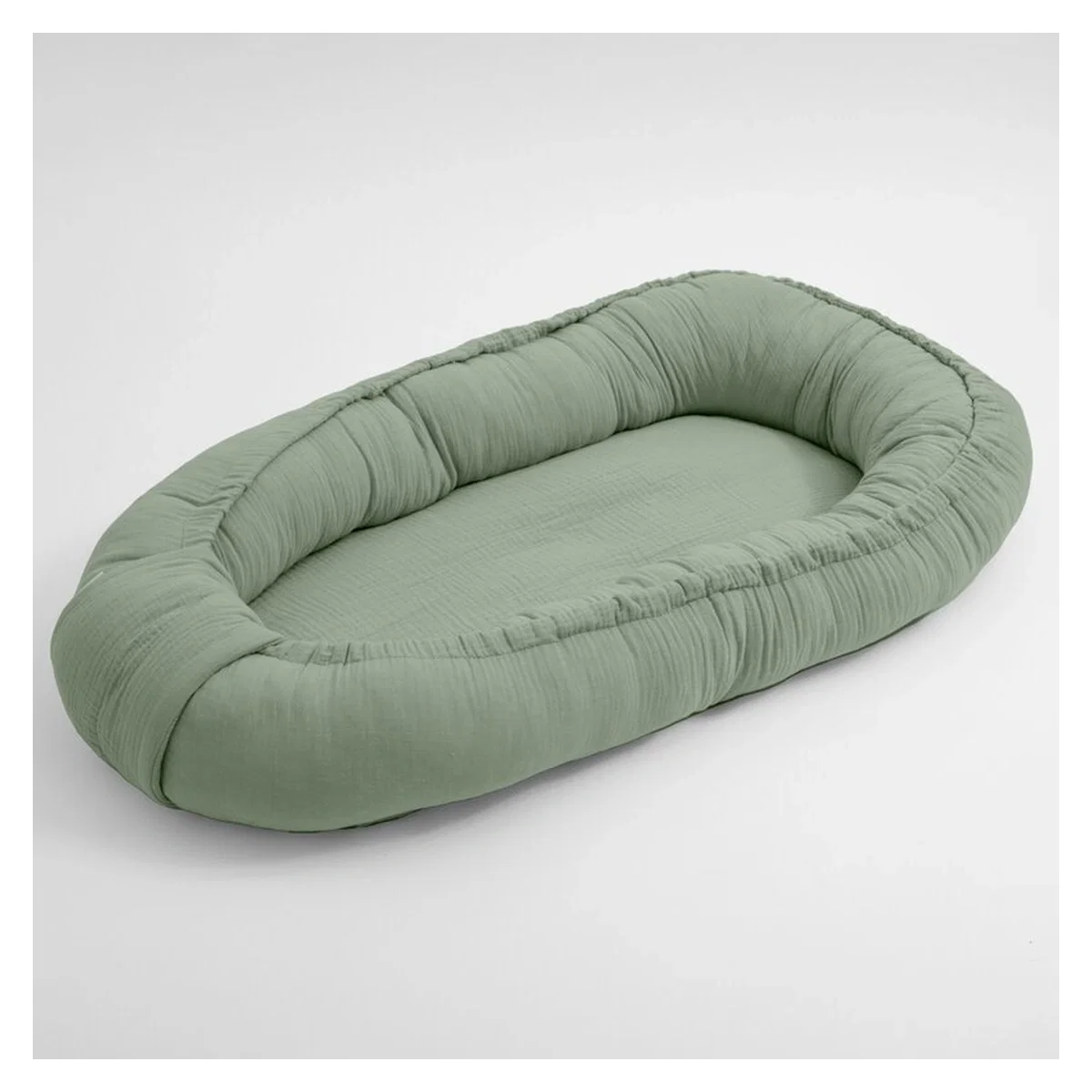 Somnul celor mici - Cosulet bebelus, New Baby, Baby Nest 80 x 50 cm, Din muselina, Salvia 12 luni