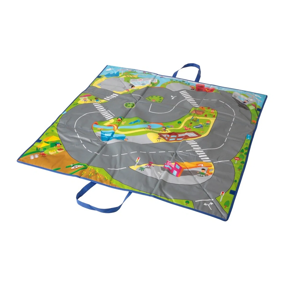 Saltelute si centre de activitati - Covoras de joaca si cutie pentru jucarii Trafic Miniland 6 ani