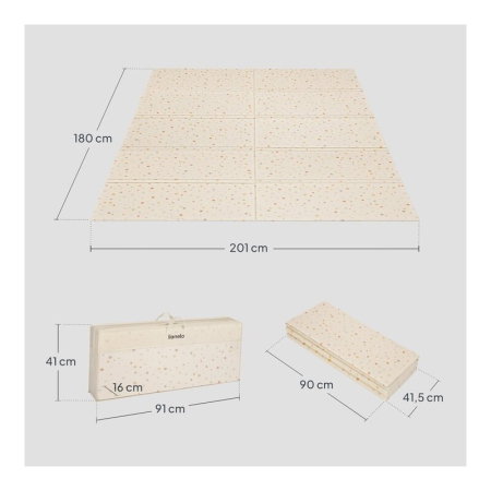 Covoras educativ, Lionelo, Zora, Din spuma XPE non-toxica, Cu doua fete, Suprafata antiderapanta, 180x200 cm, Grosime 1.5 cm, Pliabil, Include geanta pentru transport, Bej [20]