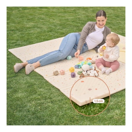 Covoras educativ, Lionelo, Zora, Din spuma XPE non-toxica, Cu doua fete, Suprafata antiderapanta, 180x200 cm, Grosime 1.5 cm, Pliabil, Include geanta pentru transport, Bej [17]