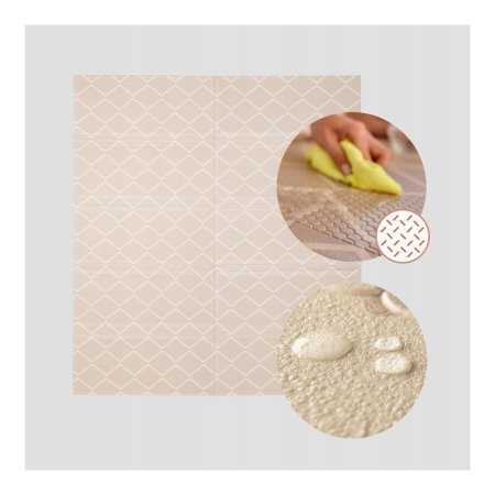 Covoras educativ, Lionelo, Zora, Din spuma XPE non-toxica, Cu doua fete, Suprafata antiderapanta, 180x200 cm, Grosime 1.5 cm, Pliabil, Include geanta pentru transport, Bej [15]