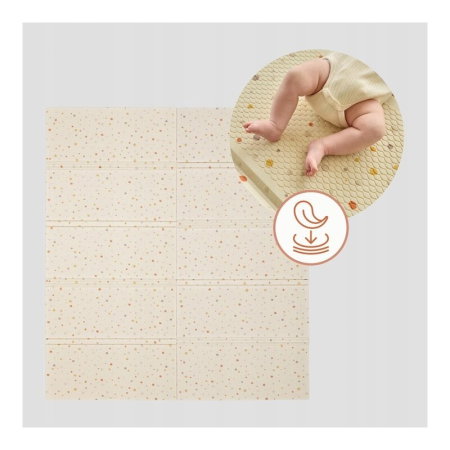 Covoras educativ, Lionelo, Zora, Din spuma XPE non-toxica, Cu doua fete, Suprafata antiderapanta, 180x200 cm, Grosime 1.5 cm, Pliabil, Include geanta pentru transport, Bej [18]