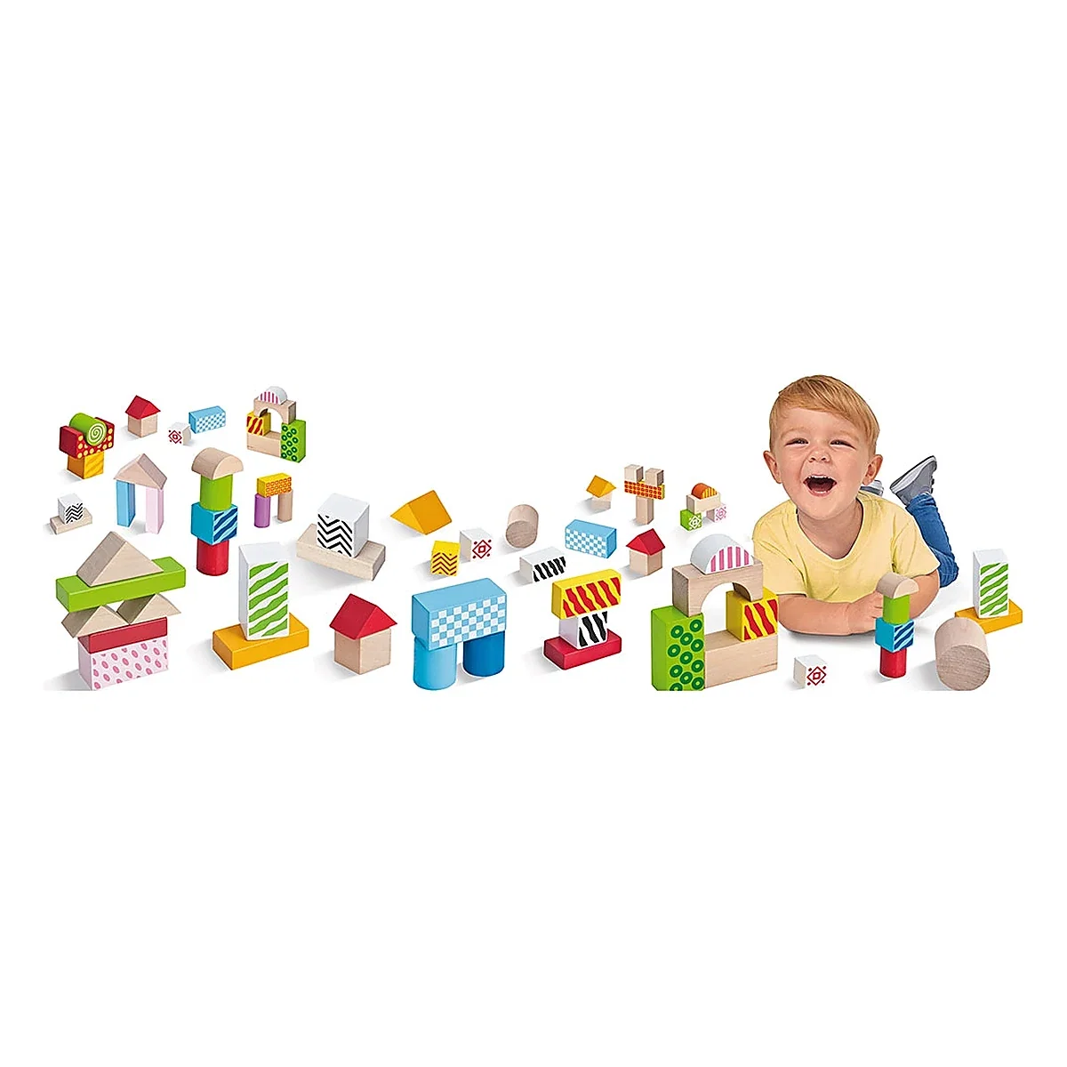 Cuburi de lemn in galetusa Wooden Blocks 50 piese Eichhorn 2 ani + [5]