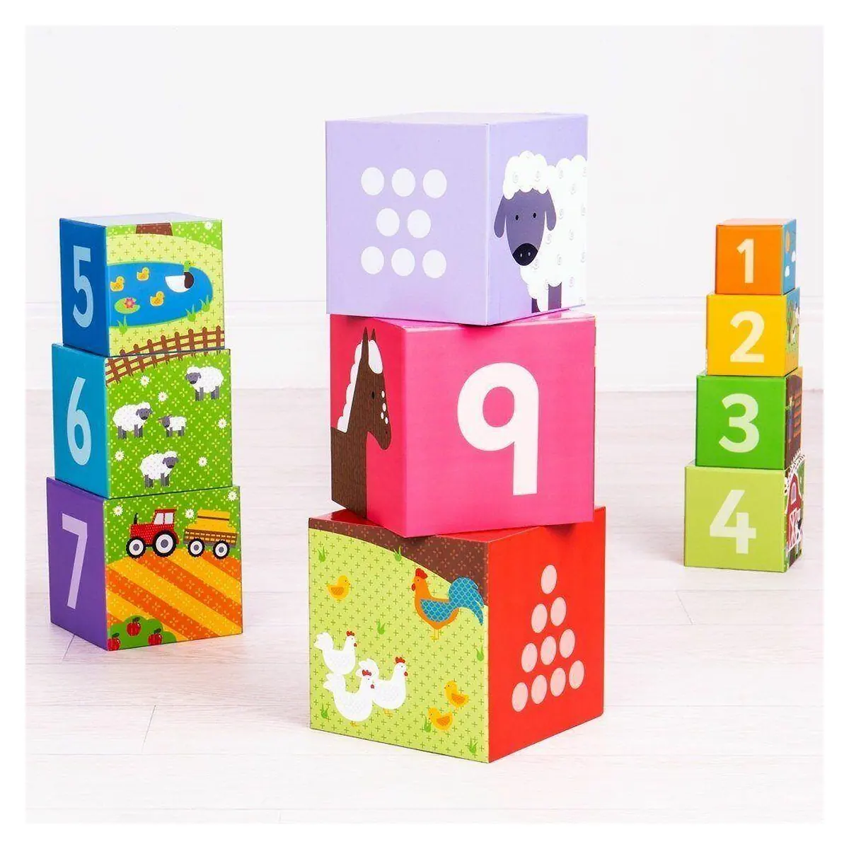 Cuburi de stivuit - Ferma BIGJIGS Toys 18 luni+ [2]