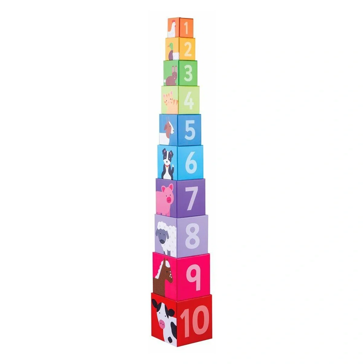 Jucarii interactive - Cuburi de stivuit - Ferma BIGJIGS Toys 18 luni+