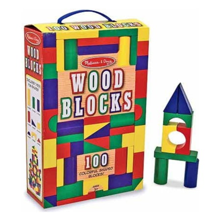 Constructii, cuburi, forme si culori - Cuburi din lemn colorate Melissa and Doug 100