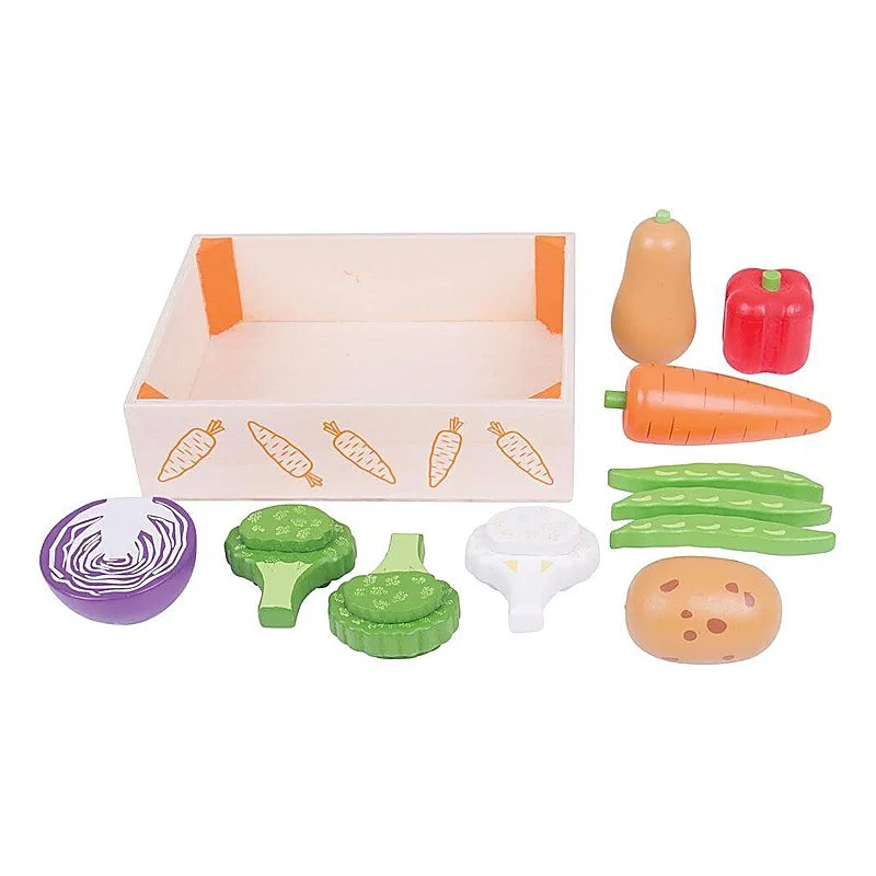 Cutiuta cu legume din lemn BIGJIGS Toys 18 luni+ [2]