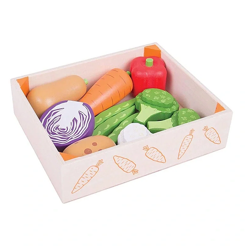 Cutiuta cu legume din lemn BIGJIGS Toys 18 luni+ [3]