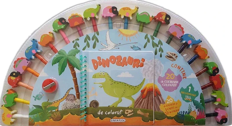 Arta si creativitate - Dinozauri de colorat (20 creioane) GIRASOL 3 ani+