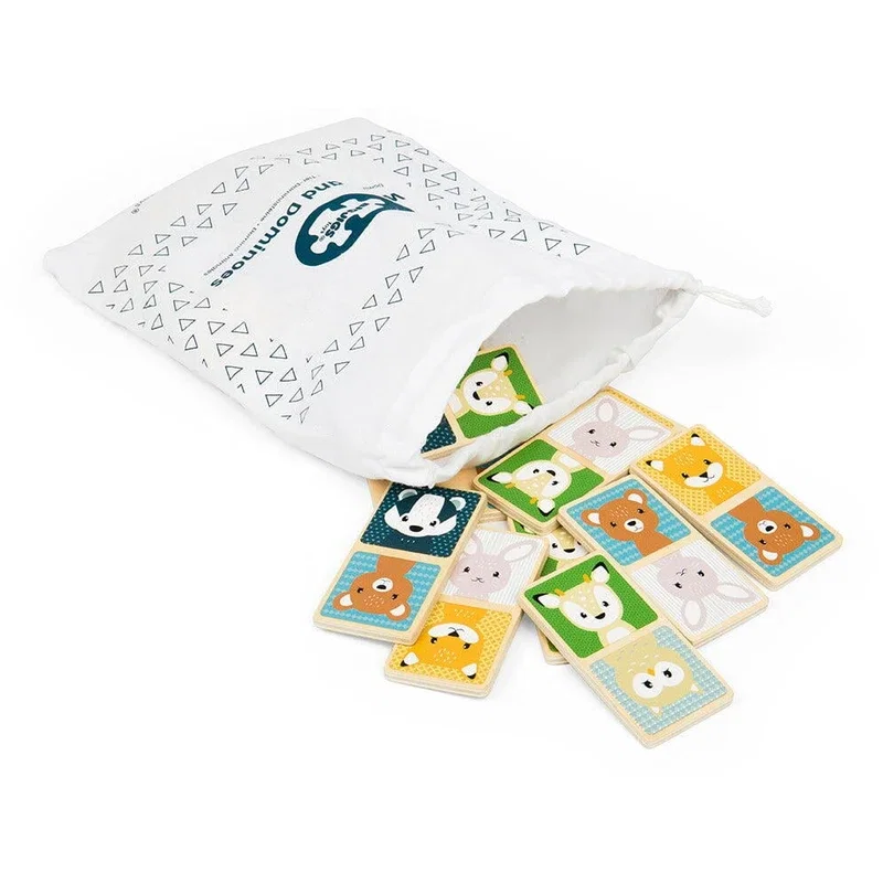 Domino din lemn - Animalute din padure (pastel) BIGJIGS Toys 12 luni+ [4]