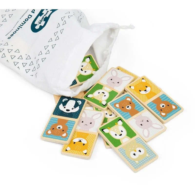 Domino din lemn - Animalute din padure (pastel) BIGJIGS Toys 12 luni+ [2]