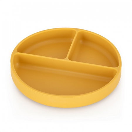 Farfurii si boluri - Farfurie compartimentata Take&Match, Rotunda, Cu ventuza si 3 compartimente, Silicon, Fara BPA, 500 ml, 6 luni+