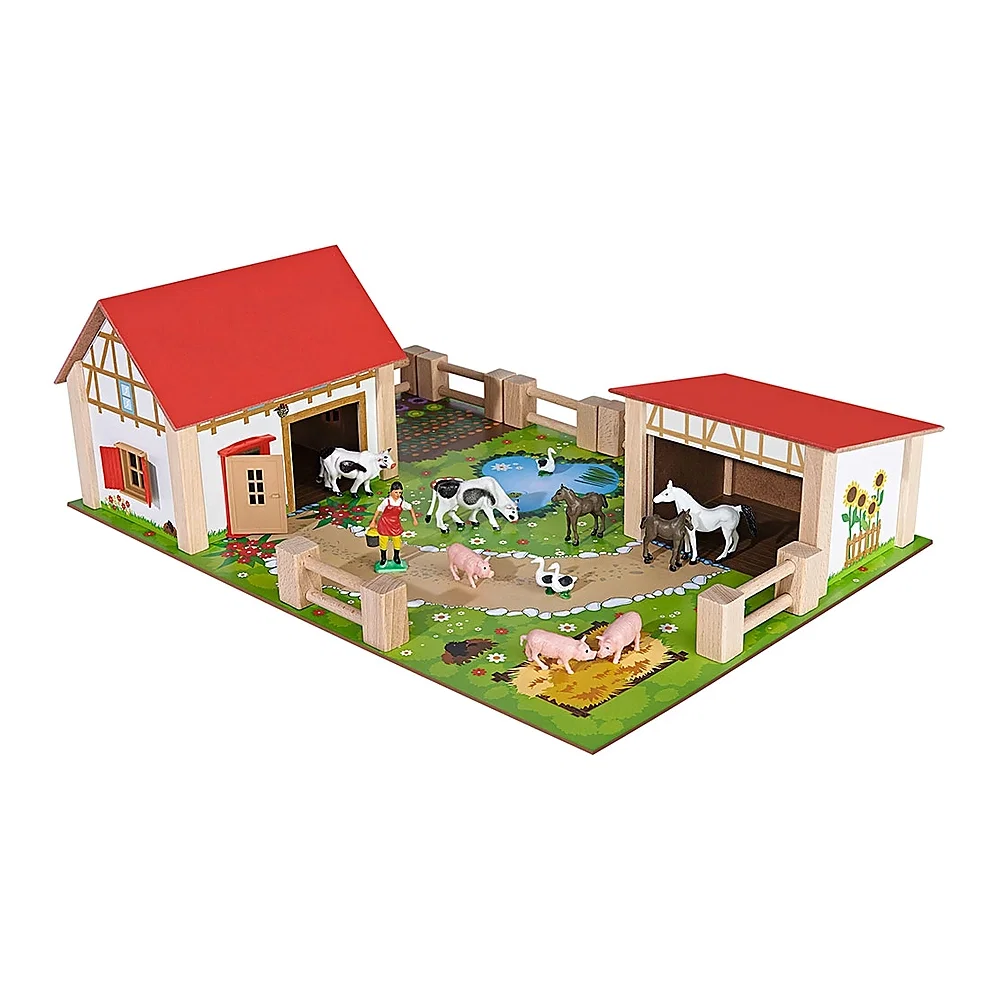 Viata la ferma - Ferma din lemn Eichhorn 51x36x17 cm cu accesorii 3 ani