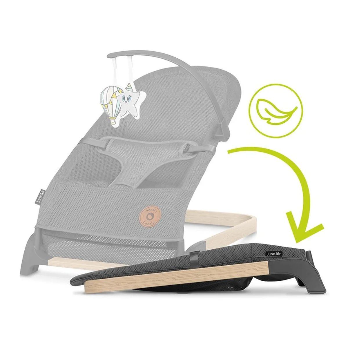 Fotoliu balansoar June AIR, Cu arcada cu jucarii, Ergonomic, Permite circulatia aerului, Balansare manuala, Pliabil, 0 [15]