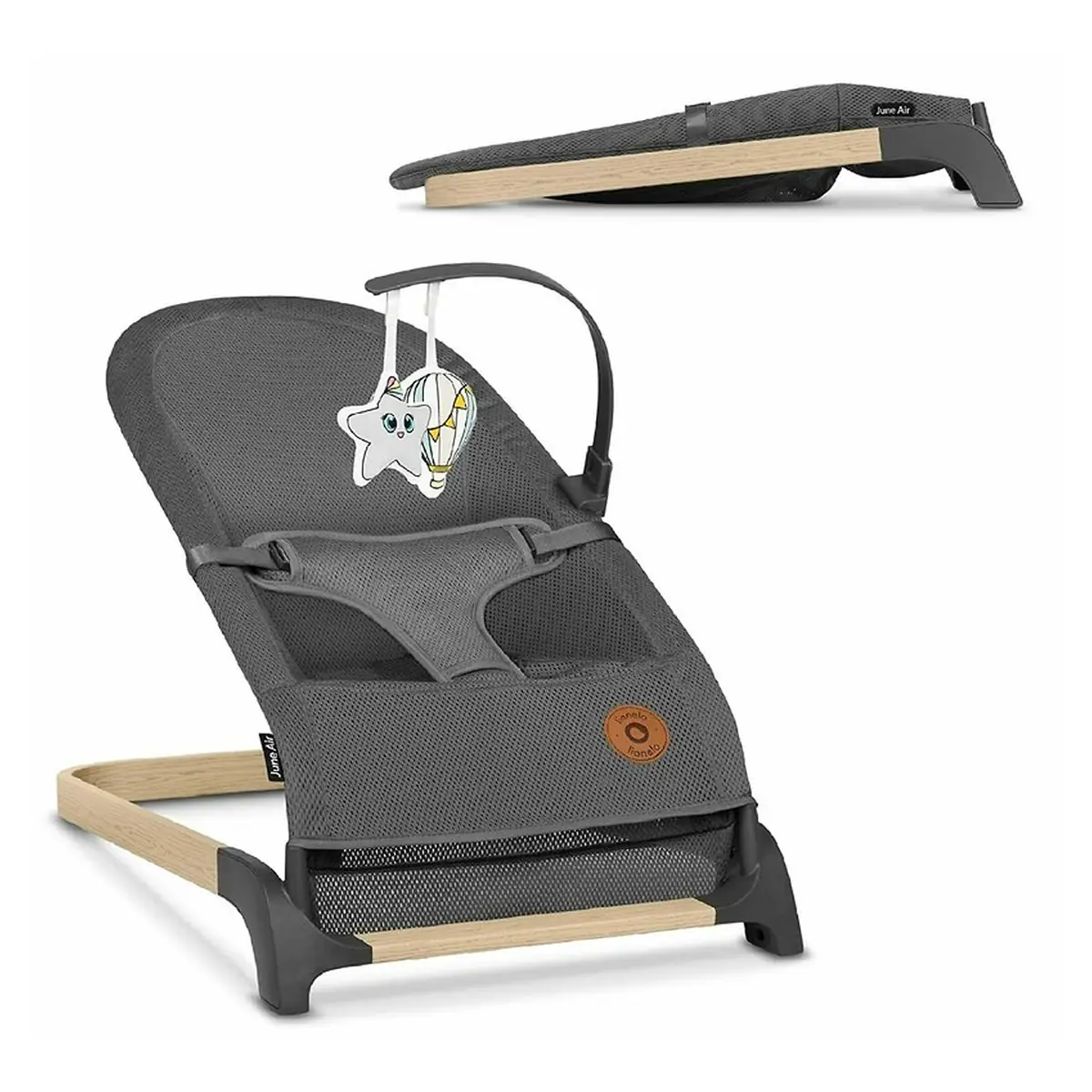 Fotoliu balansoar June AIR, Cu arcada cu jucarii, Ergonomic, Permite circulatia aerului, Balansare manuala, Pliabil, 0 [2]