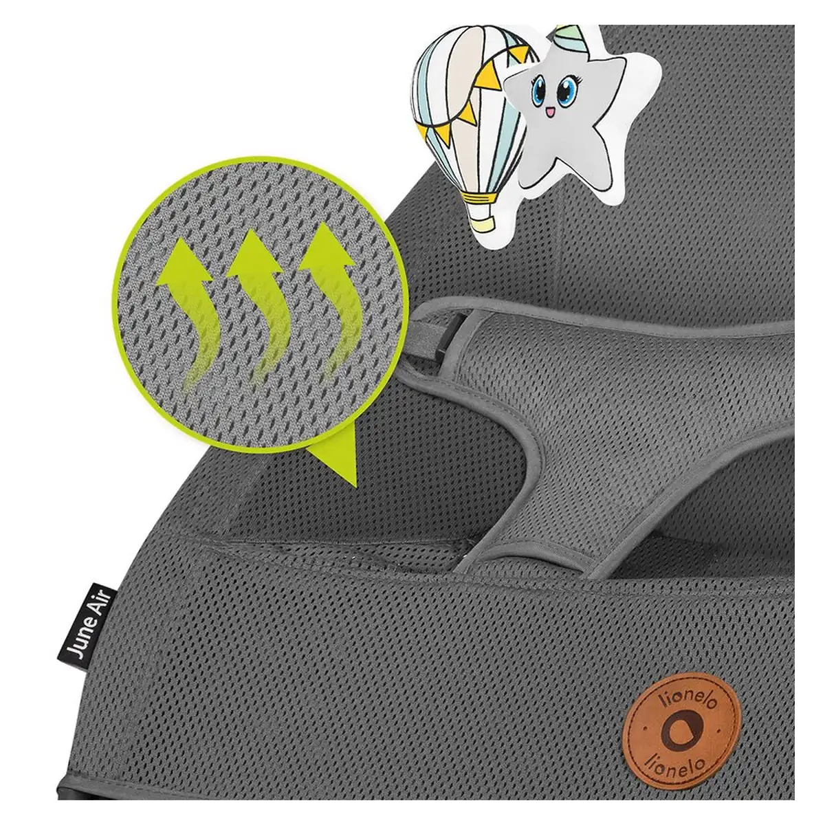Fotoliu balansoar June AIR, Cu arcada cu jucarii, Ergonomic, Permite circulatia aerului, Balansare manuala, Pliabil, 0 [16]